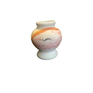 Vintage Nemadji Pottery Small Handcrafted Swirl Vase Marbled Art Vase